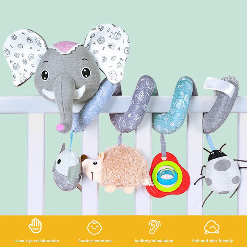 Infant Baby Elephant Spiral Plush Hanging Toys for Car Seat Stroller Wrap Around Baby Carriage Toy