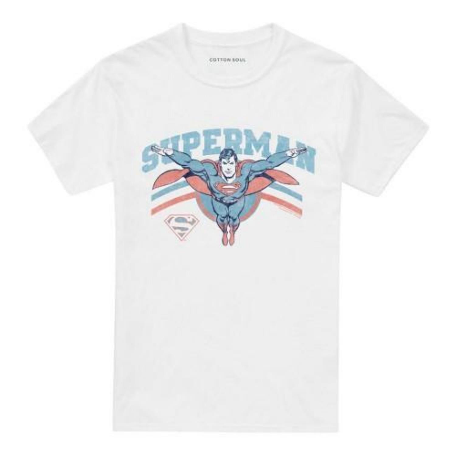SUPERMAN Unisex Adult Flying Stripes T-Shirt S
