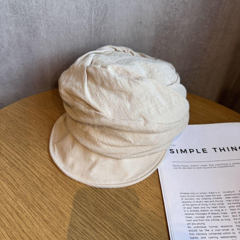 Pleated Newsboy Hats Japanese Peaked Caps Korean Linen Berets  Streetwear