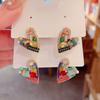 Handmade Crystal Heart Earrings - Japanese & Korean Inspired, Unique Design with Silver Needles, Popular Online Fashion Accessory.