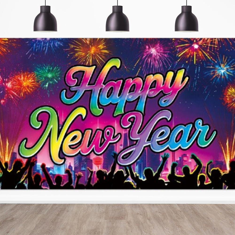Cartoon Photo Background Banner Festive Happy New Year Decorations  Home Party Decor