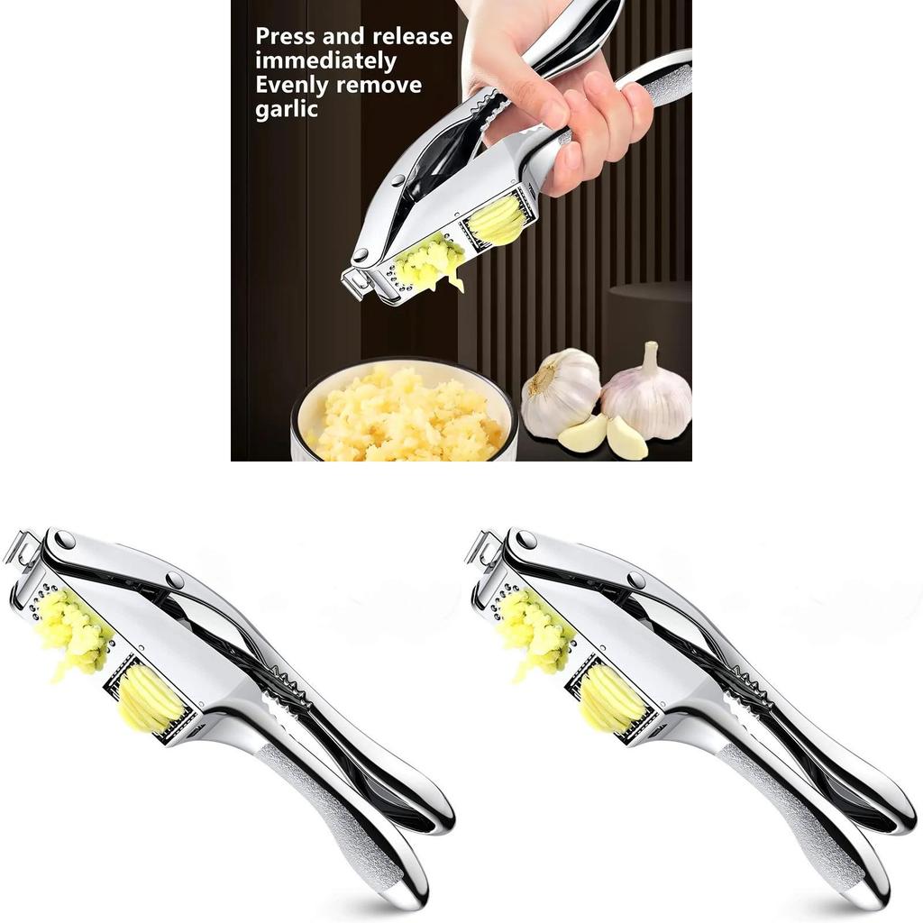 Moderne minimalistische Knoblauchpresse und -schneider aus Metall für den Heimgebrauch und als Geschenk