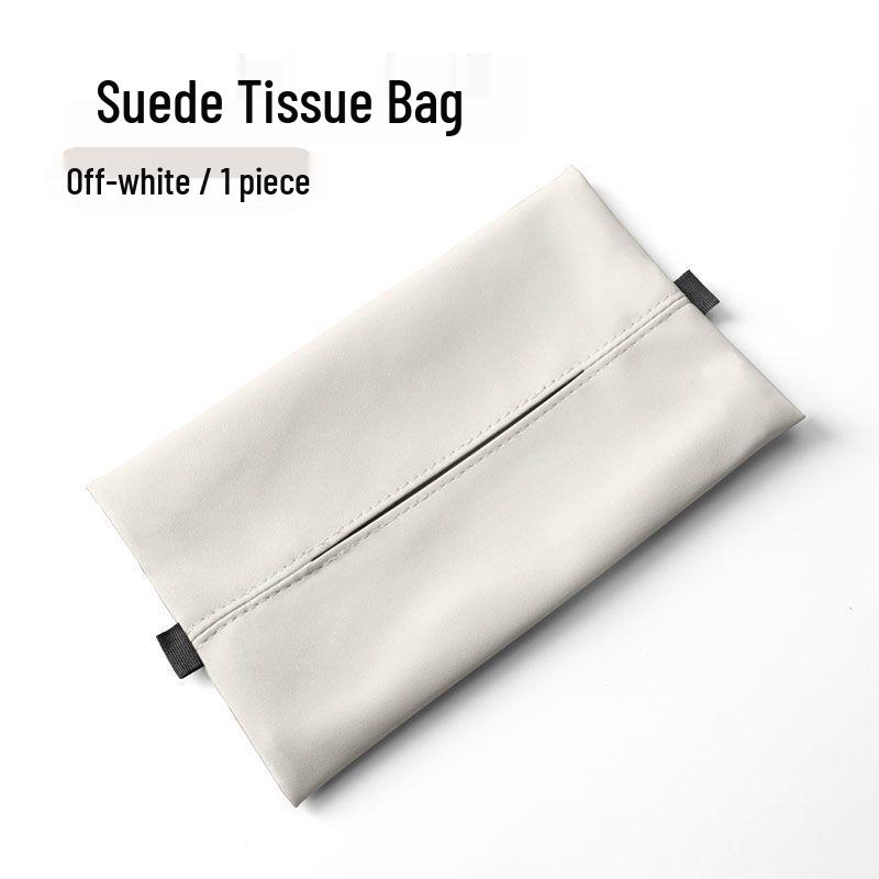 

Suede Car Armrest and Sun Visor Tissue Box Holder Off-White Tissue Bag, Pack of 1