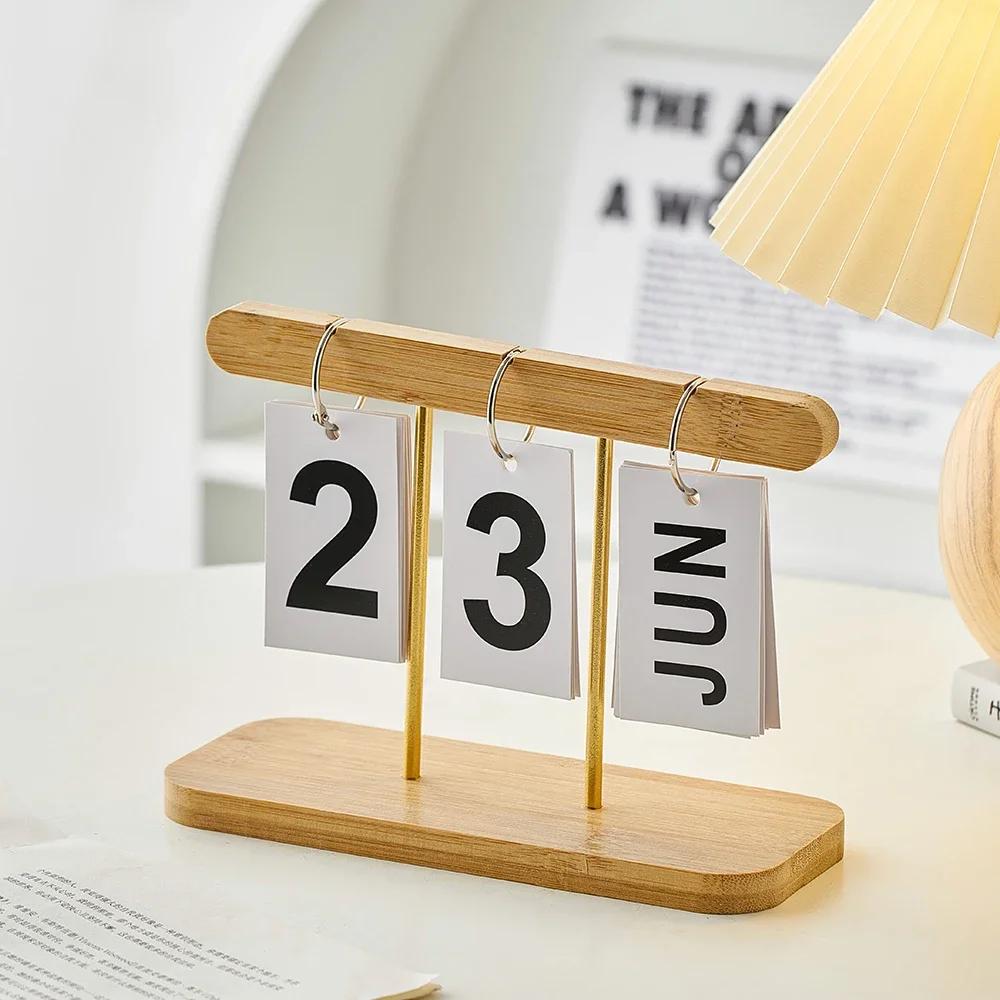 Simple Living Room Office Decoration Wooden Calendar Ornament Modern Desk Accessories Simple Home Decor Crafts Gift