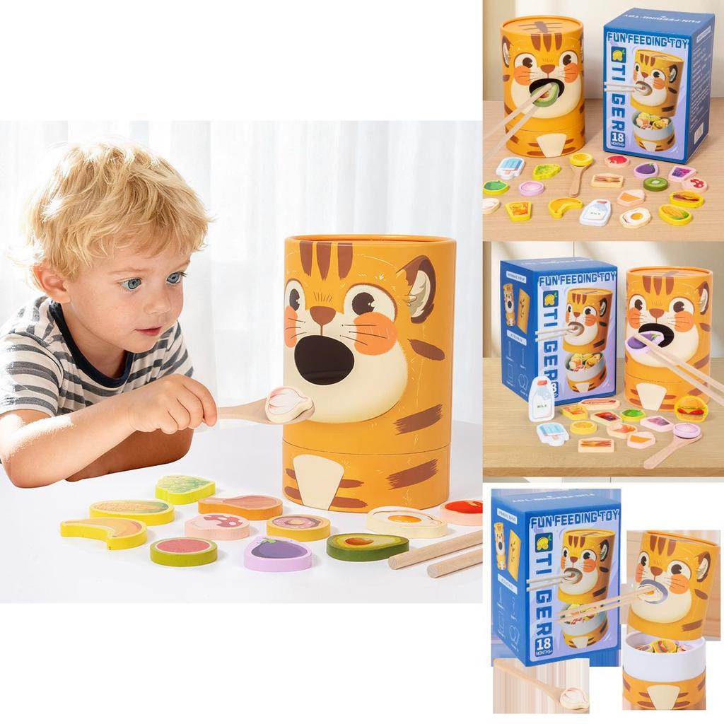 Wooden Feeding Game For Kids With Cognitive Development And Fine Motor Skills Practice For Preschool Learning