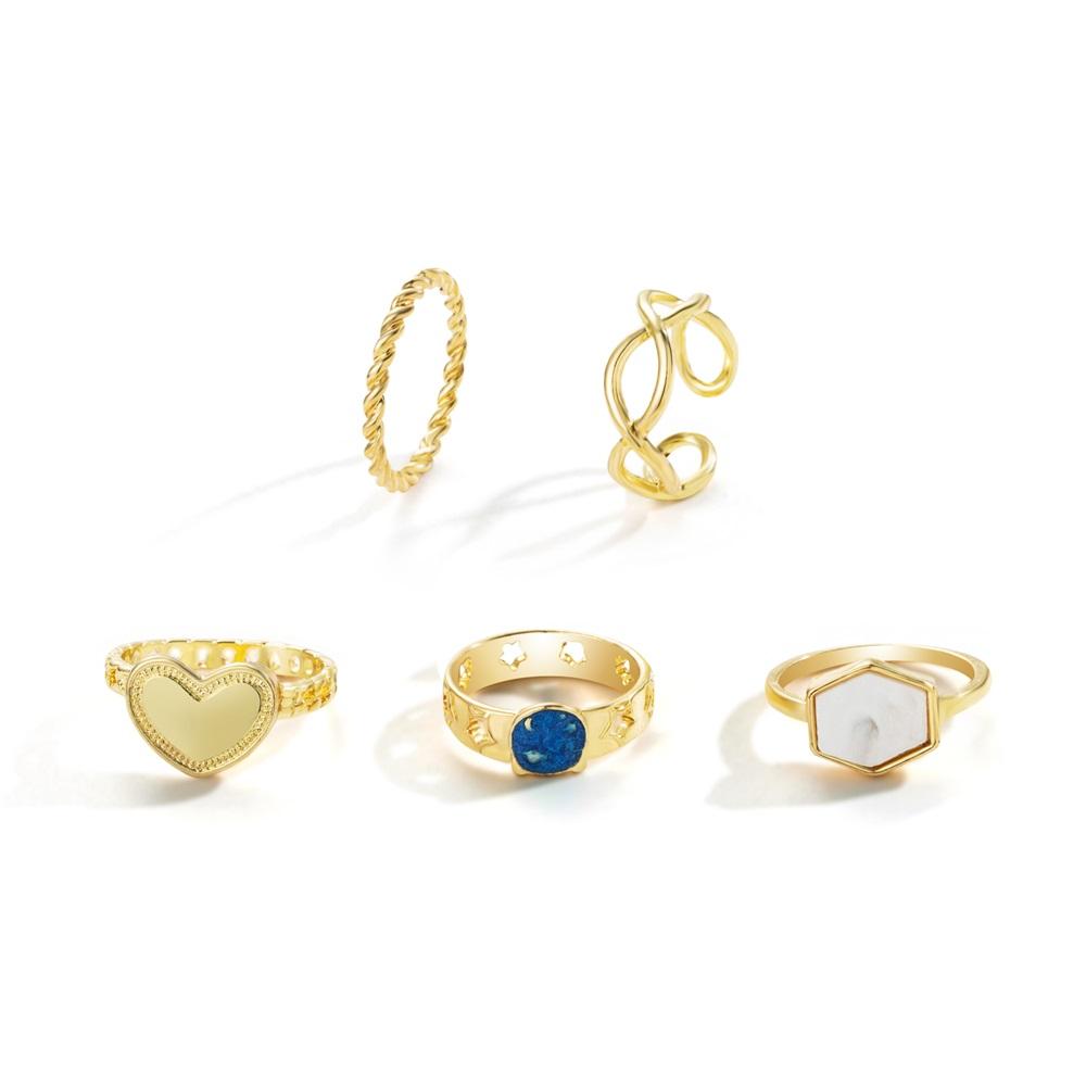 Elegant and Versatile Fashion Love Geometric Ring Set Simple Ring Popular Female Jewelry