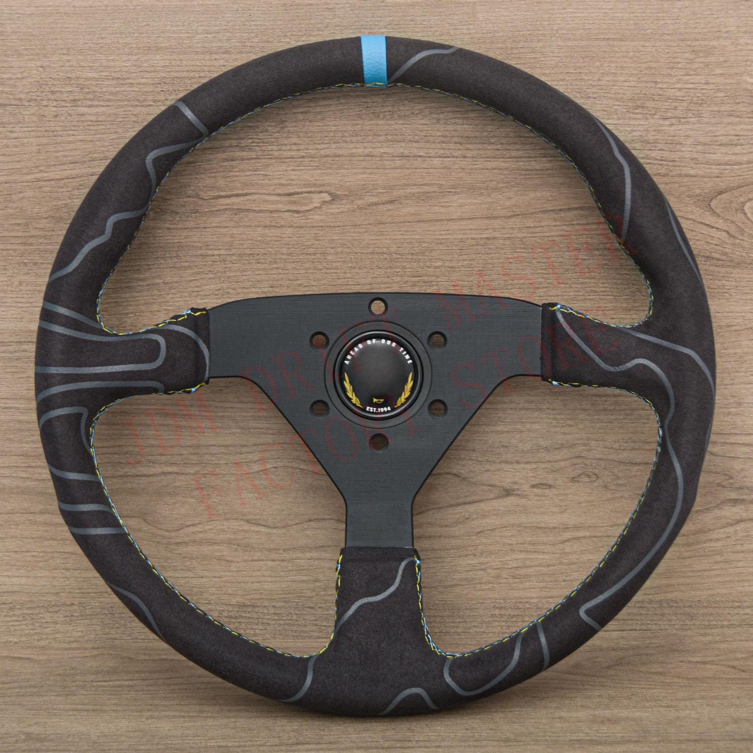 14inch Limited Edition Suede Leather Steering Wheel JDM Montecarlo Racing Sport Steering Wheel чёрный