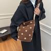 Winter Damen Wollbeutel mit großem Fassungsvermögen 2025 neue Mode Polka Dot College Wind Eimertasche vielseitige Umhängetasche