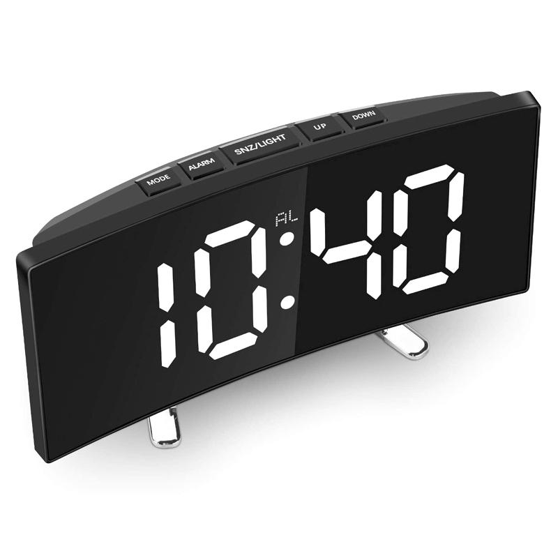 7 tommers digital vekkerklokke buet dimbar LED elektronisk digital skrivebordsklokke stort tall bordklokke