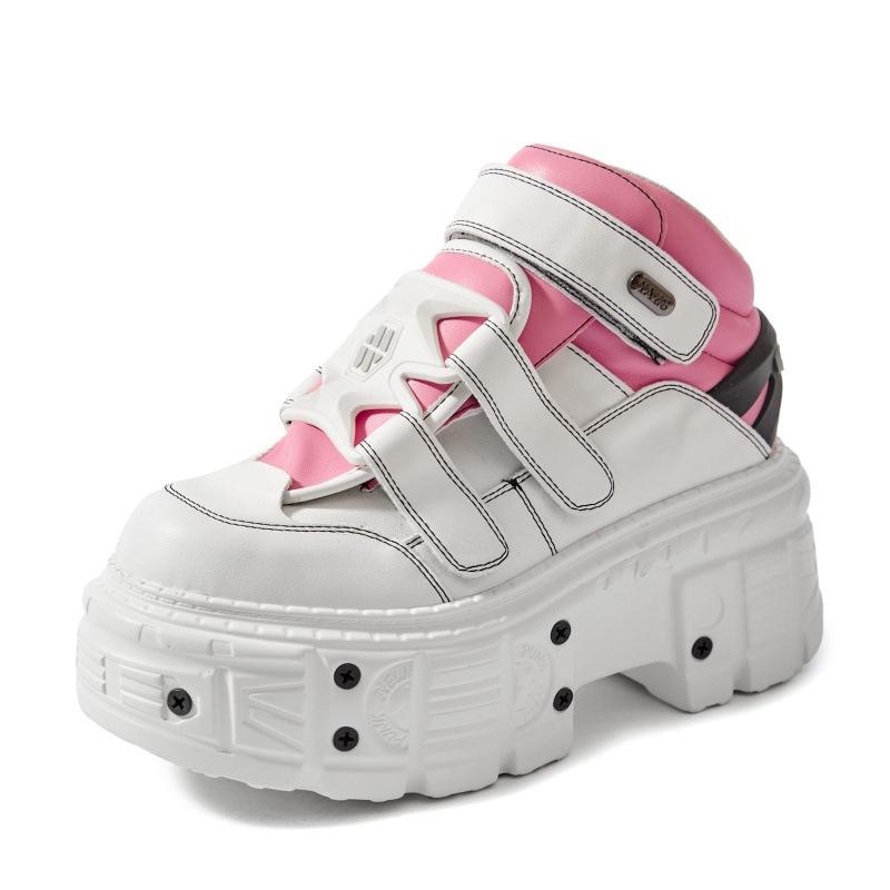 Spring New Gothic Punk Platform Boots Women Heavy Metal Chunky Heel Ankle Boots Dark Style