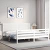 Solid Wood Bed with Headboard White 200x200 Cm