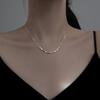 Pure Silver Square Geometric Clavicle Necklace Light Luxury Niche Women Jewelry
