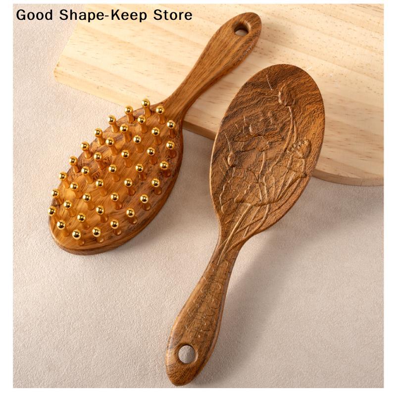 39 Teeth Head Massage And Gua Sha Tool Long Handled Massage Comb Scalp Head Meridian Comb Thickened Wide Wooden Comb
