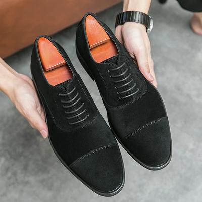 Gorąca sprzedaż Męskie zamszowe buty skórzane sznurowane Wysokiej klasy biznesowe buty formalne Europa Eleganckie brązowe męskie skórzane buty codzienne