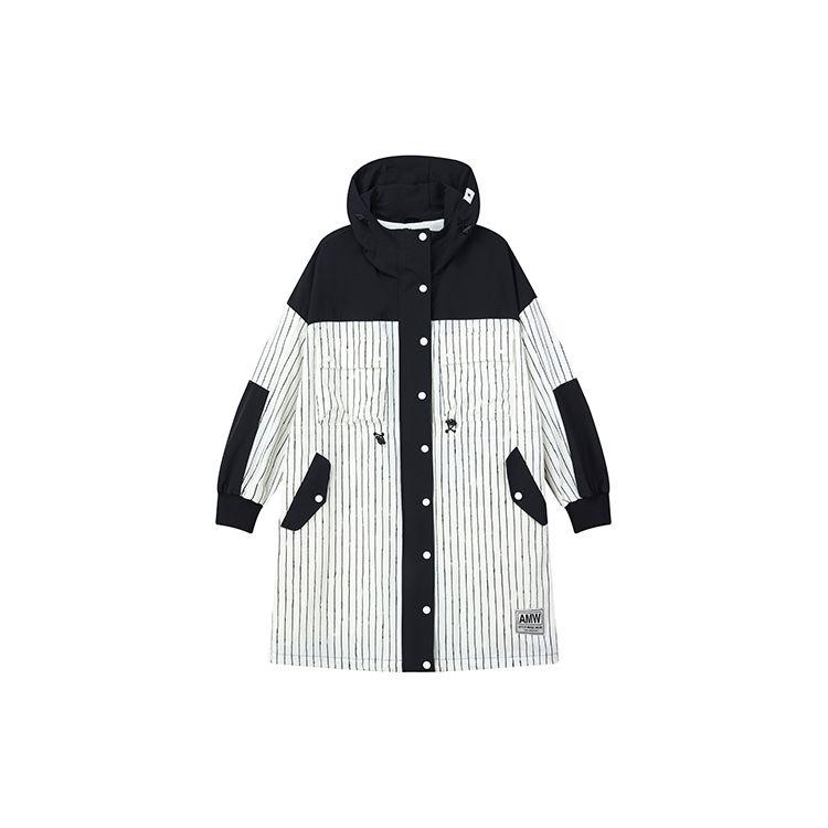 

FILA X MIHARA Color Block Striped Sports Casual Woven Hooded Jacket Women jackets Mugwort-Gray Orange Purple F11W133705F-BG L