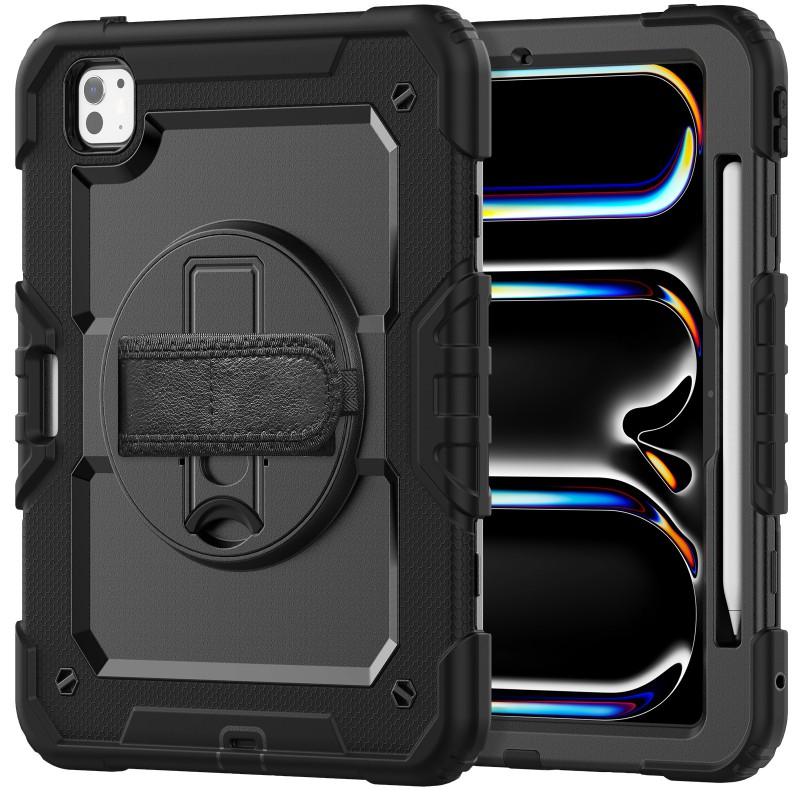 IPad Pro 11 Inch M4 M5 Case 360 Rotating Stand Shockproof Silicone Hard Shell Portable Handheld Cover