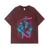275 GSM Washed T-shirts 100% Cotton Chainsaw Man V11 Katana Man Print Unisex Heavy Cotton T Shirt