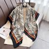 90*90cm Floral Printed Square Scarf Women Imitation Silk Scarves Bandanas Luxury Beach Shawl Wraps Elegant Hijab Neckerchief