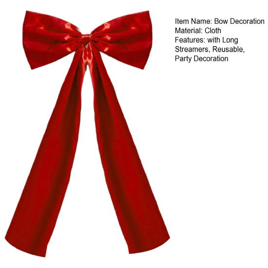 Red Ribbon Bow Christmas Tree Topper Bow Satin Bow with Long Streamers Festive Party Prop for Front Door Holiday Decor
