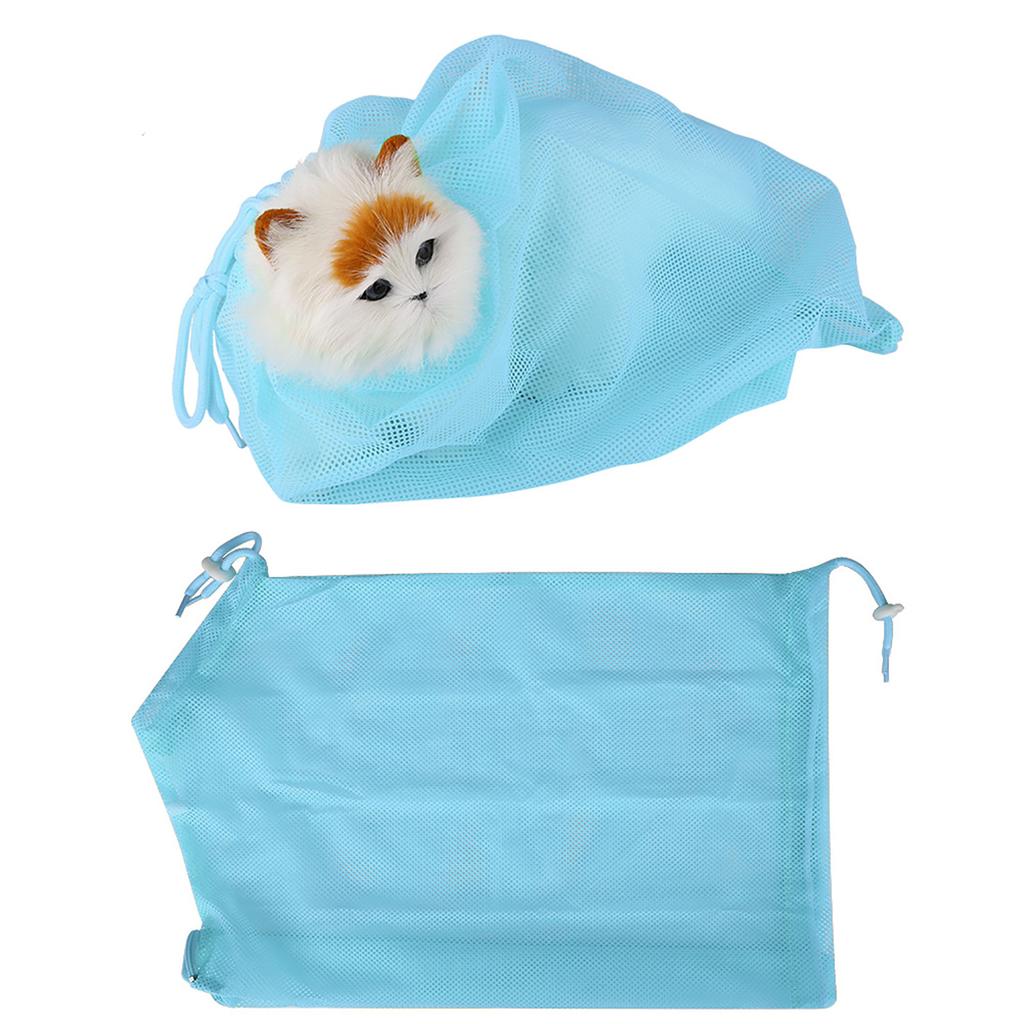 Cat Grooming Bathing Mesh Bag Pet Shower Washing Nails Cutting Ear Cleaning Tool (Yellow)