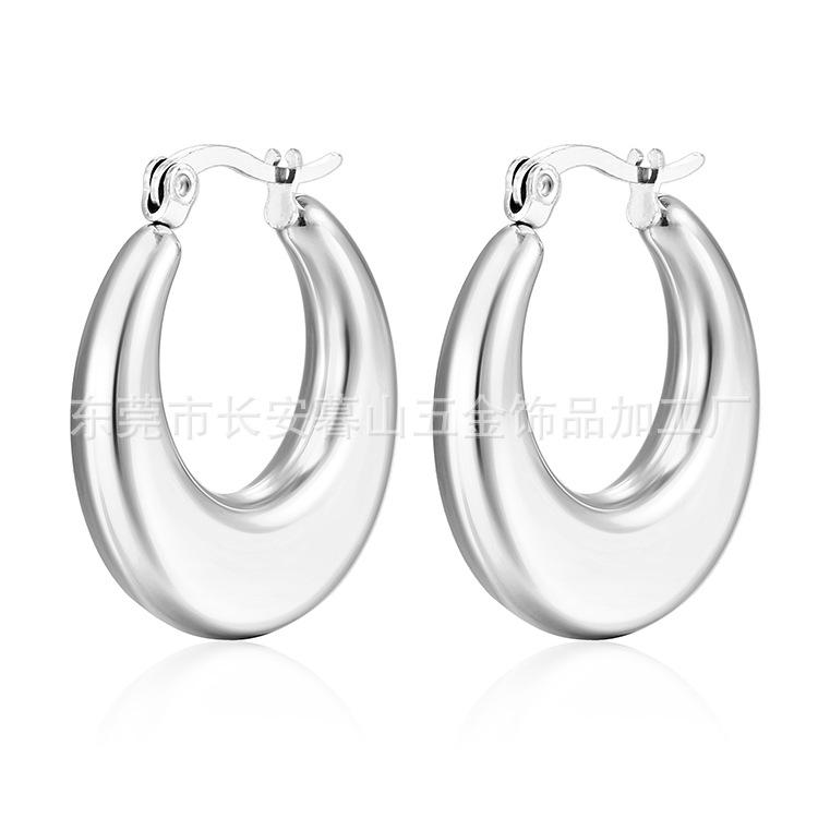 The Same Smooth Hollow Earrings Are Cold and Light Luxury Earrings, Simple and Fashionable, and The Same 18k Real Gold.