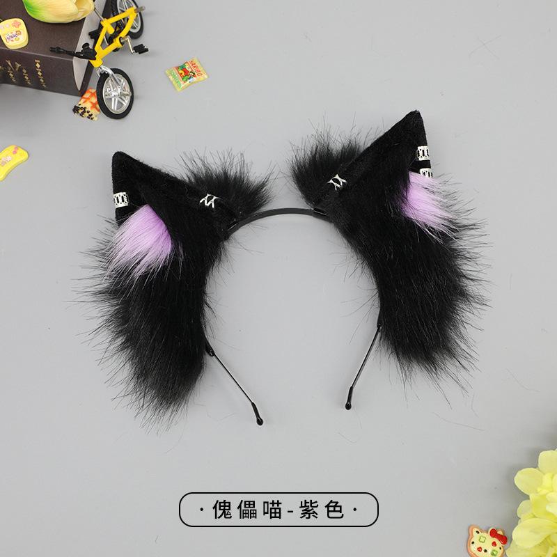 New Lolita Faux Fur Cat Ear Headband Anime Costume Plush Hair Hoop for Music Festival Halloween Accessories Party Cosplay Props
