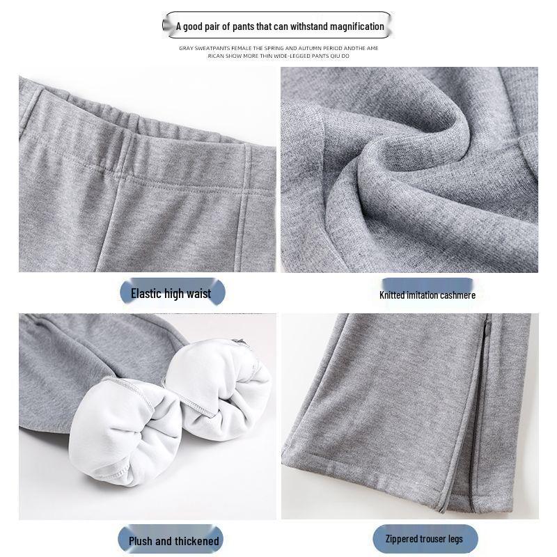 Women's Slimming High-Waist Fleece Lined Micro Flare Yoga Pants with Zipper - Autumn/Winter Trend