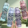 1PC Mom Organized Squad Text 750ml Color Plastic Sports Water Bottle Leakproof Flip Straw Lid Suitable for Sports Office Home Use