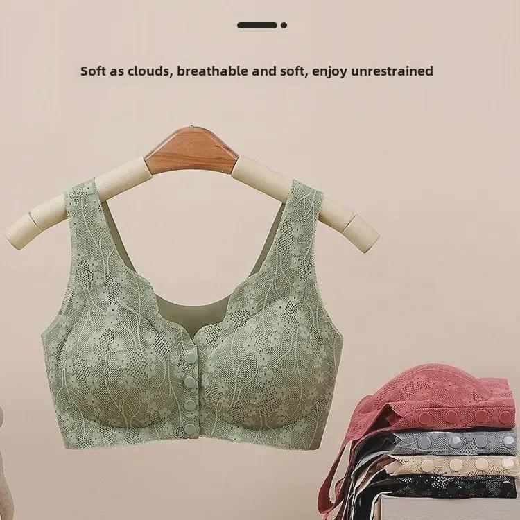 Nahtloser BH im Westenstil mit Schnalle vorne für Frauen mittleren Alters und ältere Frauen – ohne Stahlring, große Größe