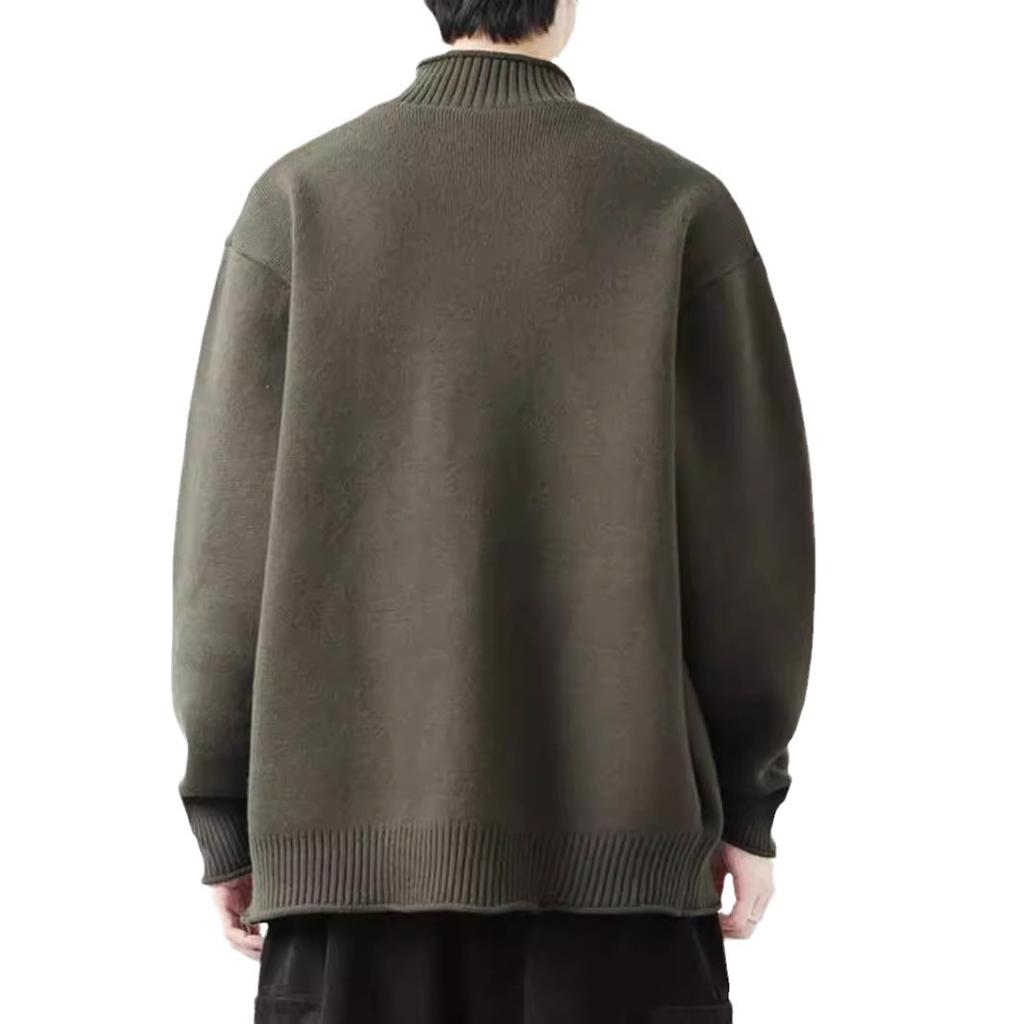 Stand Up Collar Knitted Cardigan Jacket, Men's, Spring and Autumn Seasons, Loose Casual Jacket, Casual Quality Men's Clothing, Winter Inner Wear