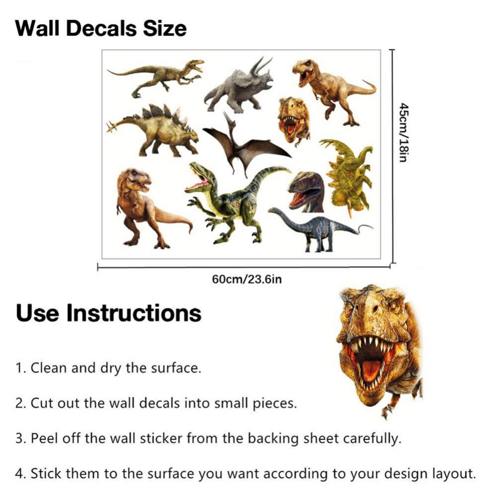 Various Dinosaur Wall Stickers Boy Kids Room Wall Decoration Tyrannosaurus PVC Wall Decals Removable Art Murals For Home Decor