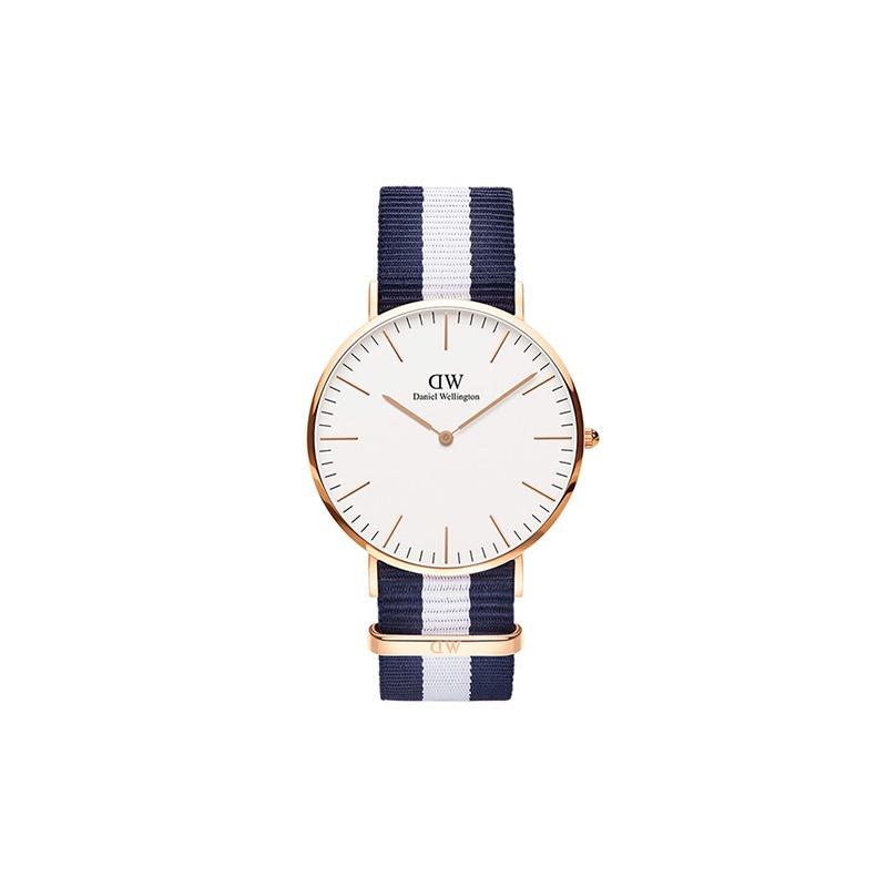 DANIEL WELLINGTON European and American Watches Men's Watch Quartz Movement Nylon Strap 40mm White Dial Men's Watch Trendy Simple Student DW00100004