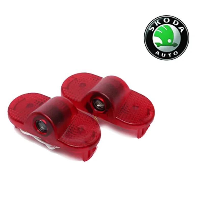 WMZW4 2PCS for Skoda VRS Fabia Octavia Roomster Superb Car Door Welcome Courtesy Logo Lights Ghost Projector Shadow Lamps Accessories