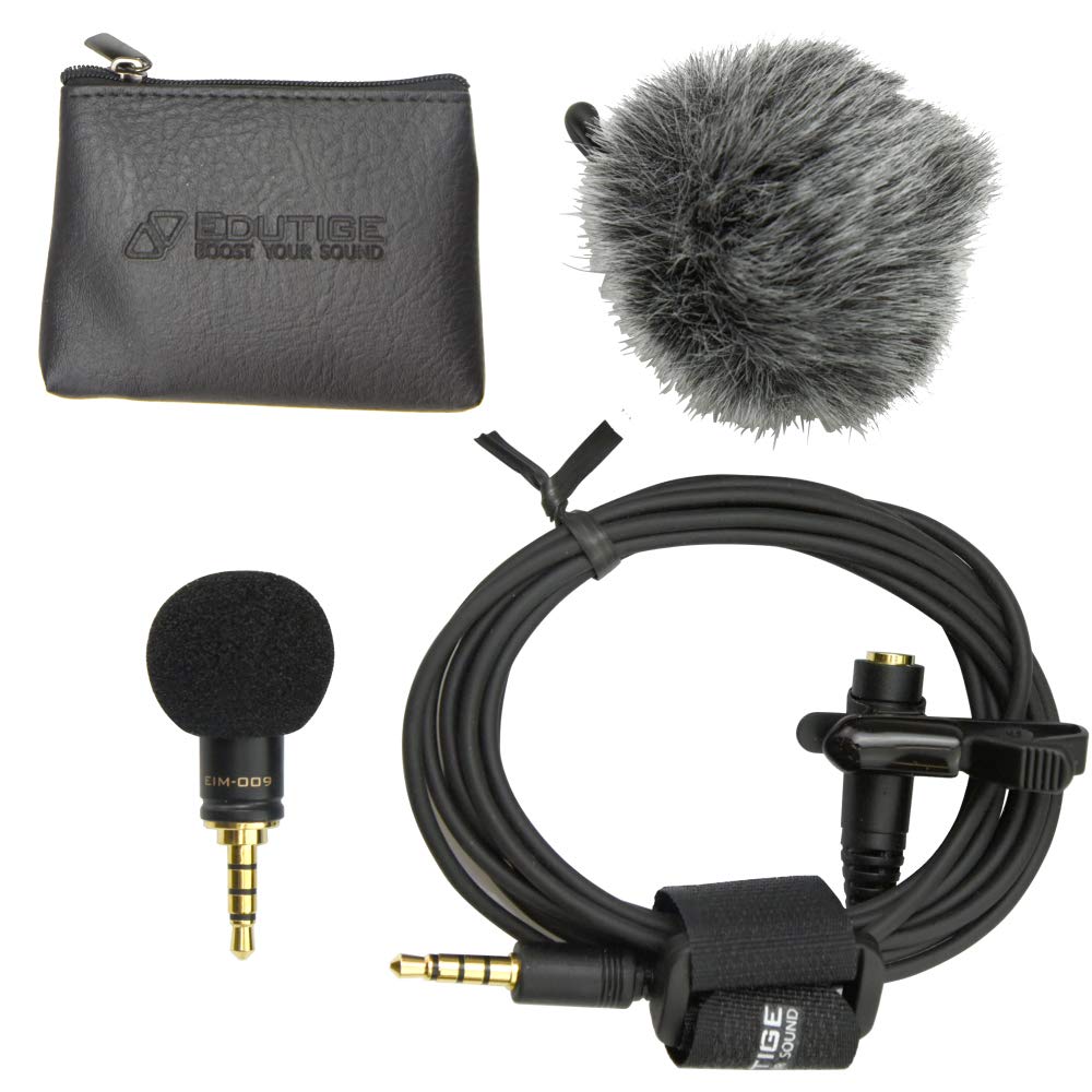 

Edutige External Microphone for and Records Audio and Includes Original Sticker iPhone, Smartphone, Tablets, Video, (EIM-009 Plus)