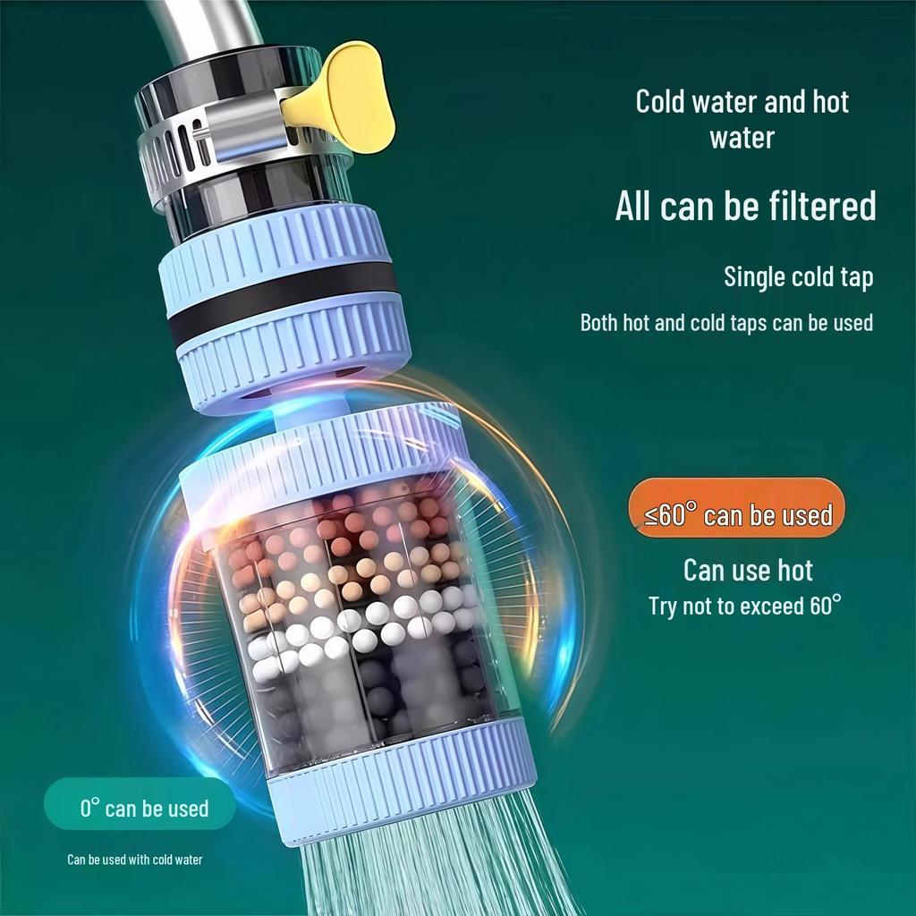 Uniwersalny filtr do kranu 360° i głowica prysznicowa z wkładem bawełnianym zapobiegającym rozpryskiwaniu i oczyszczającym wodę