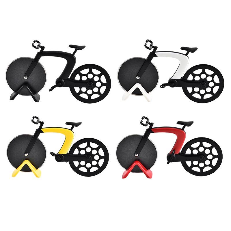 Bicycle-shaped Pizza Cutter ABS Handle 430 Stainless Steel Cutting Wheel with Non-stick Spray Coating Kitchen Pizza Tools