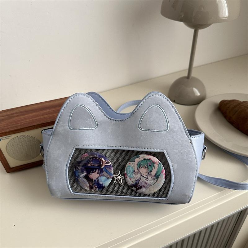 2025 New Cute Kitten Cylinder Bag Fashion Cartoon Animation Shoulder Bag Casual Messenger Bag