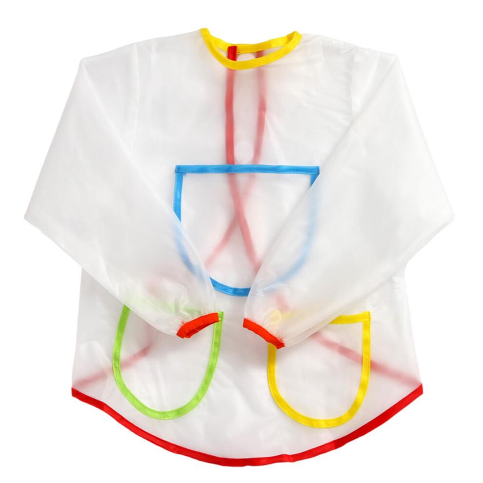 Durable Baby Bib Transparent Long Sleeve Waterproof Toddler Bibs Spit-Up Cloths Art Smock for Kids