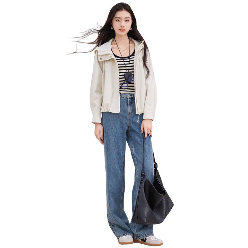 Xiangying Women s Casual Hooded Short Windbreaker Jacket M