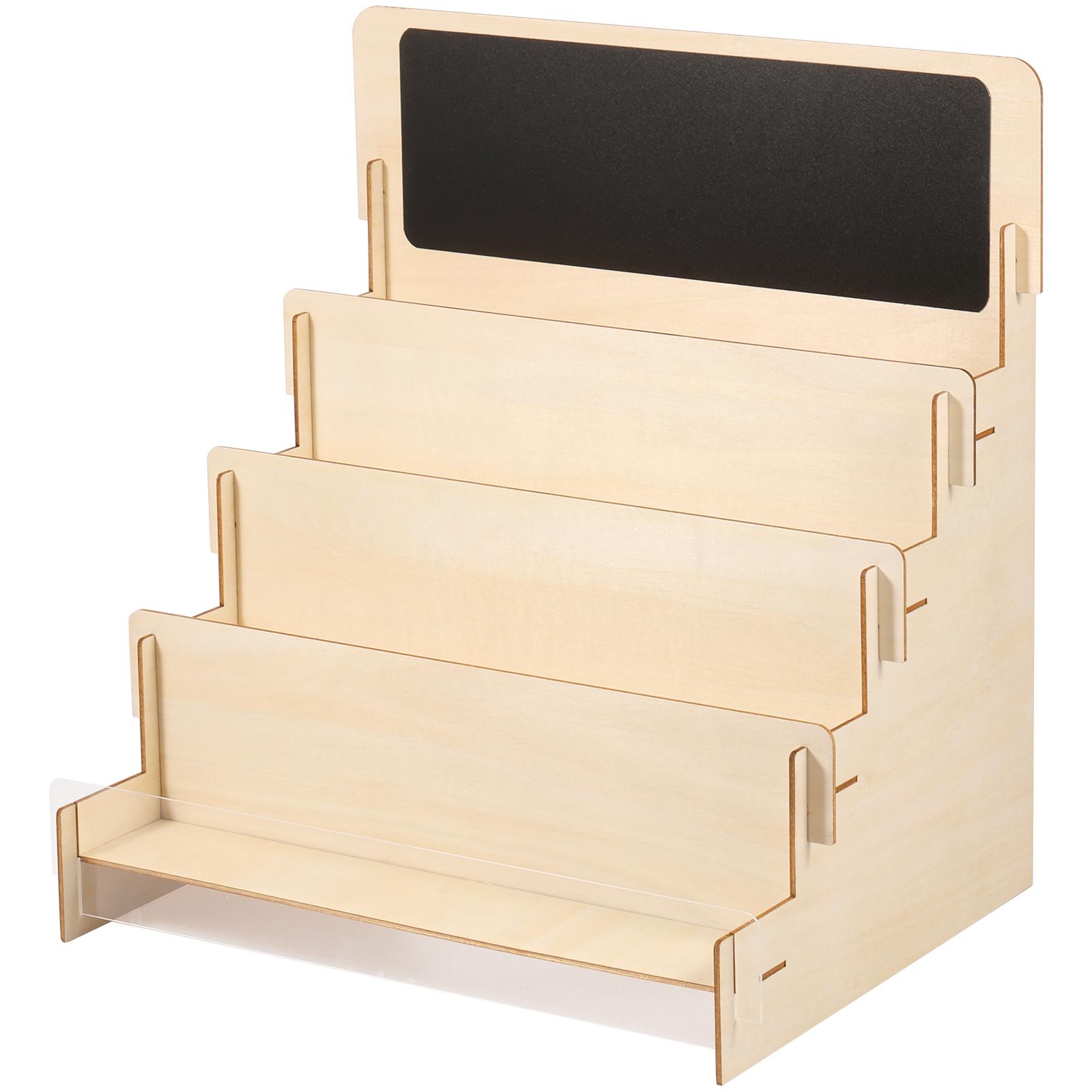 Стенд для демонстрации поздравительных открыток 4 яруса Деревянный ящик для хранения открыток Многоцелевой стеллаж для демонстрации наклеек Держатель для визиток