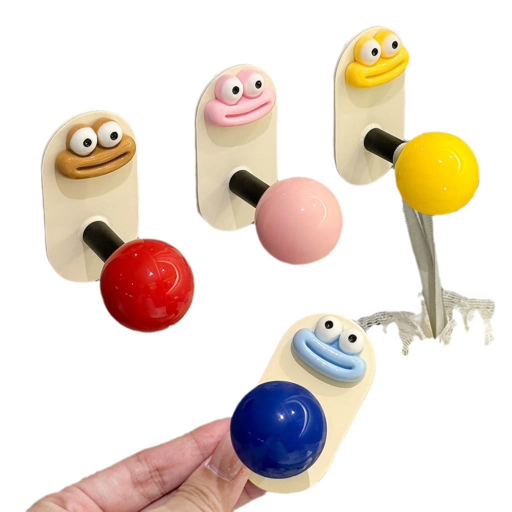 Cute Dopamine Bathroom No Punching Strong Load-bearing Adhesive Hook Home Wall Mounted Hanger Bathroom Clothes Cap Kitchen Hook