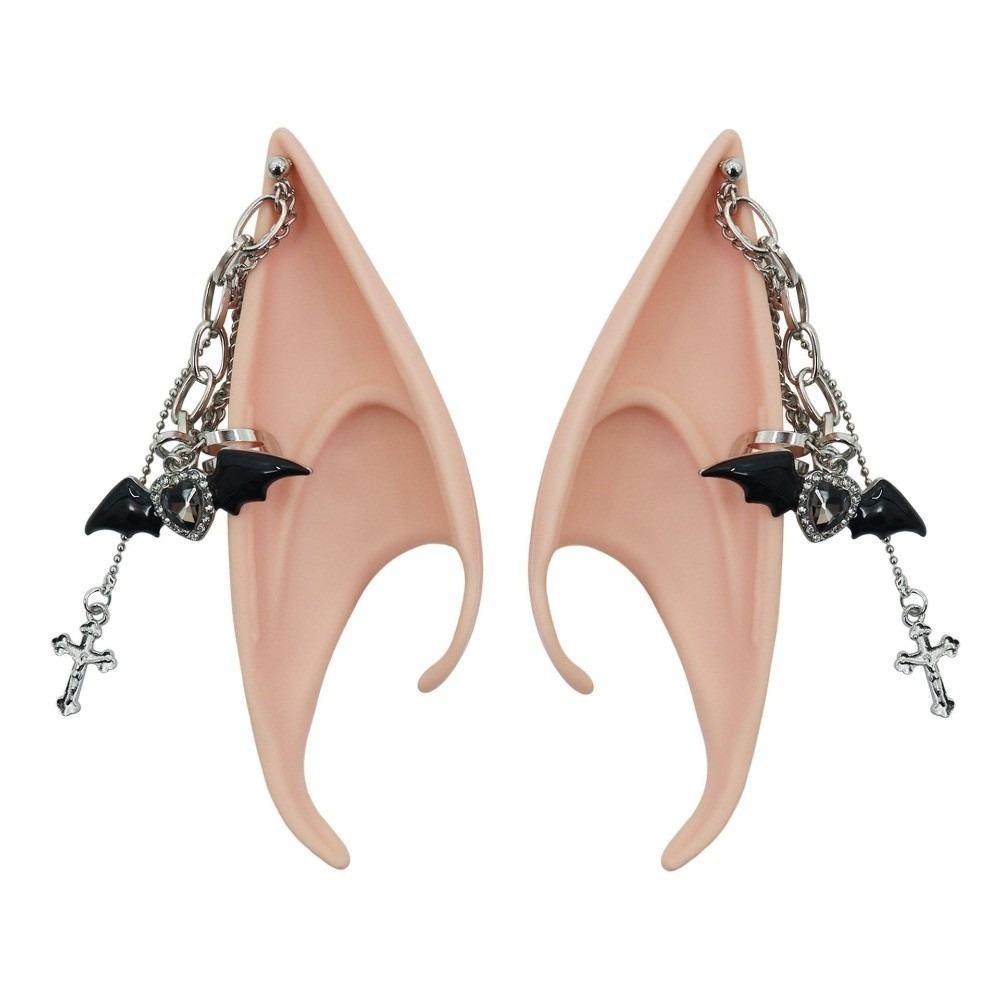 1pair Cross False Ears with Earring Ear Cuff Jewelry Cute Elf Ears  Role Play