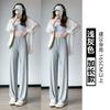 Women Modal Wide Leg Pants Summer High Waist Drawstring Straight Trousers 2 Length Options Loose Lazy Style Flowy Casual Pants