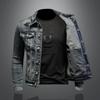 Men's Fashion Stand Collar Denim Jacket Trend Stretch Denim Jacket