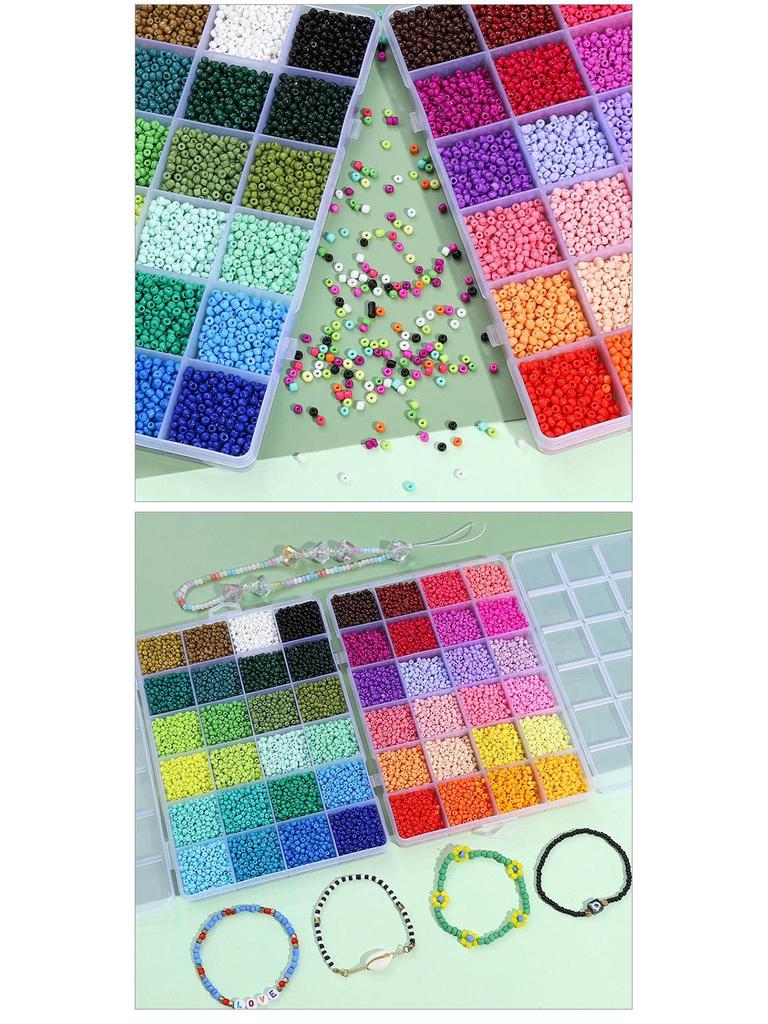 24-Grid Glass Seed Bead Set: Hot & Cold Colors for Handmade DIY Jewelry - Bracelets, Necklaces, and Accessories