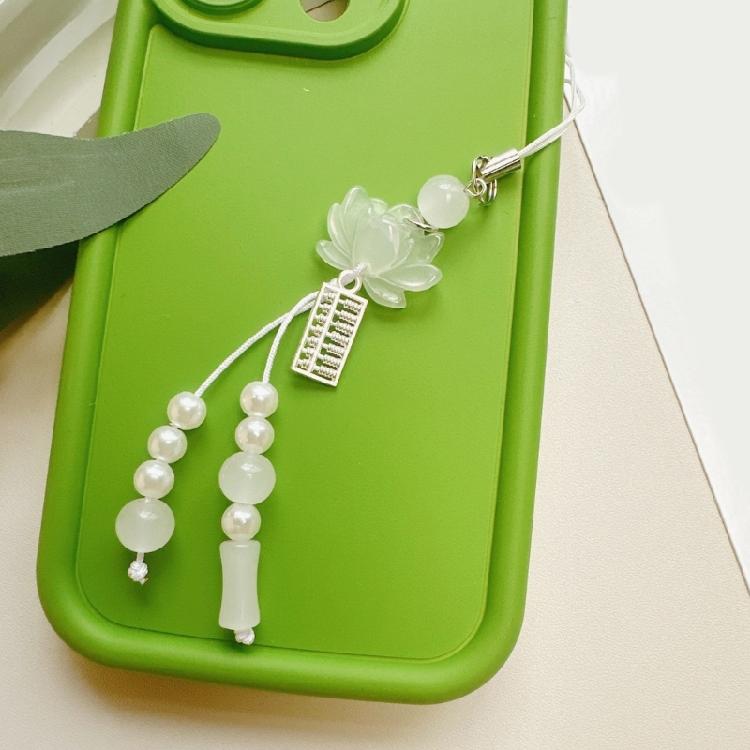 Trendy Lotuses Phone Chain Handmade Beaded Keychain Charm Fashionable Chinese Style Bag Pendant for Women Girls