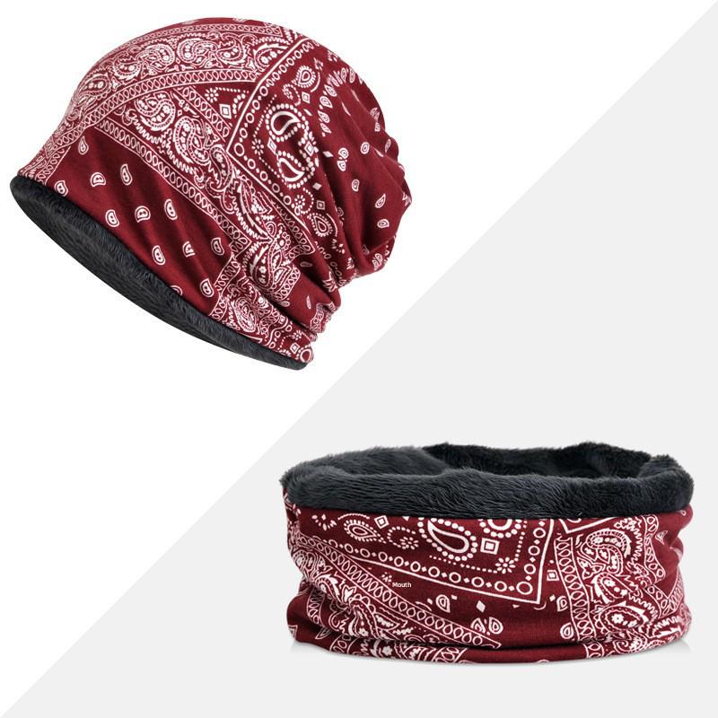 Women's Floral Print Cotton Pullover Hat and Scarf Set for Sun Protection