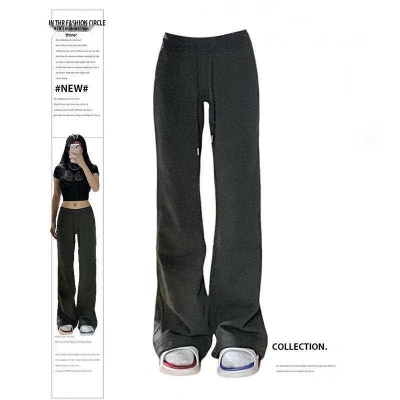 

Women s 2024 Dark Gray Slightly Flared Slimming Wide-Leg Elastic Casual Sweatpants L [105-120]
