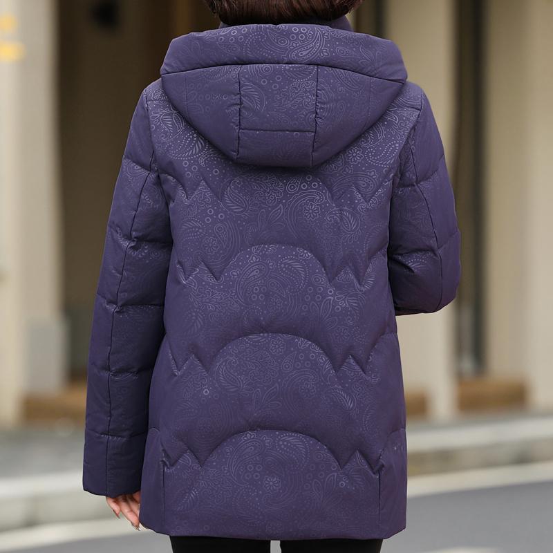 Middle Age Women Winter Short Down Coats Vintage Plus Size Parkas Hooded Elegant Thick Warm Down Jackets Woman Outerwears