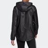 adidas Women's Black E LIN WINDBR Letter Logo Printing Hooded Windbreaker Jacket DP2408